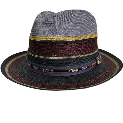Biltmore Men's Heritage Fedora Milan Hemp Braided Multicolor Hat Made USA Size 7
