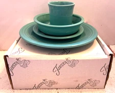 FIESTA Genuine Turquoise 4- Piece Place Setting Dinnerware Vintage Original box