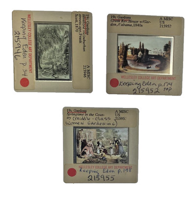 3 Vintage 35mm Art Slides   Historic Gardens & Social Life 18th 19th Century