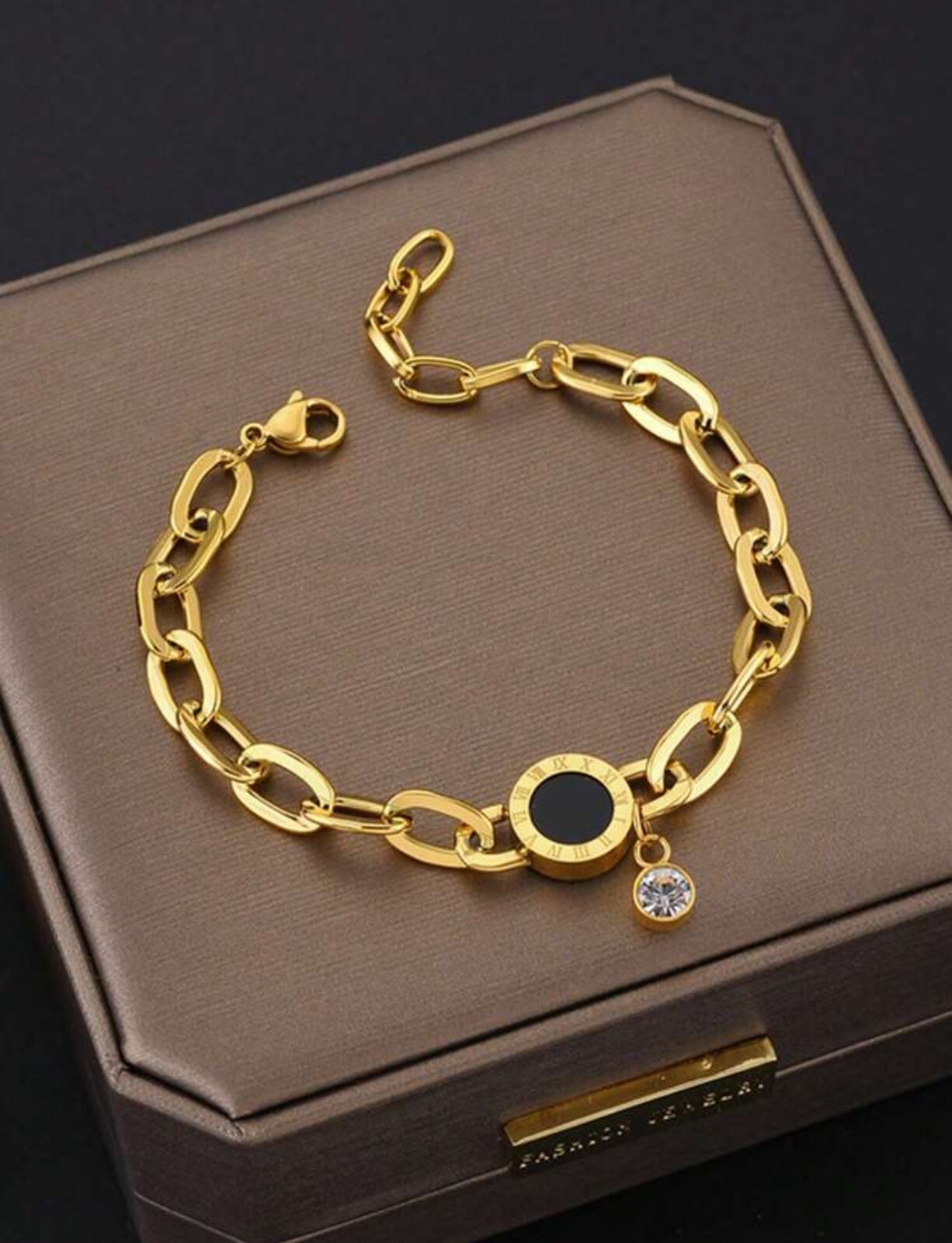 Bracelet femme en acier inoxydable doré à grosse maille tendance