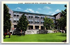 A Twilight Journey to Gatlinburg's Moonshine Distilleries 16 Gatlinburg Tennessee~Mountain View Hotel~Guests on Porch~1940s Postcard