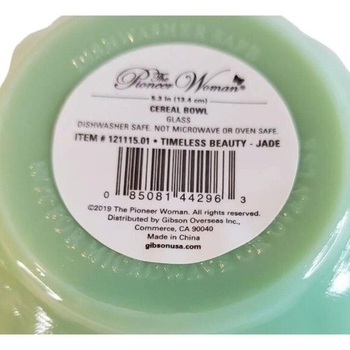 Set of 2 The Pioneer Woman Timeless Beauty Jadeite Glass Cereal Bowls NWT - Picture 8 of 10