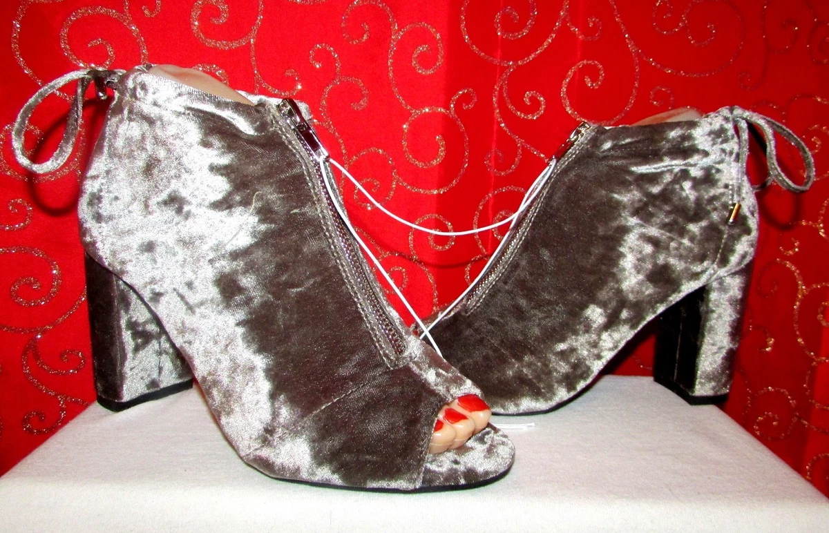 Velvet peep top toe booties