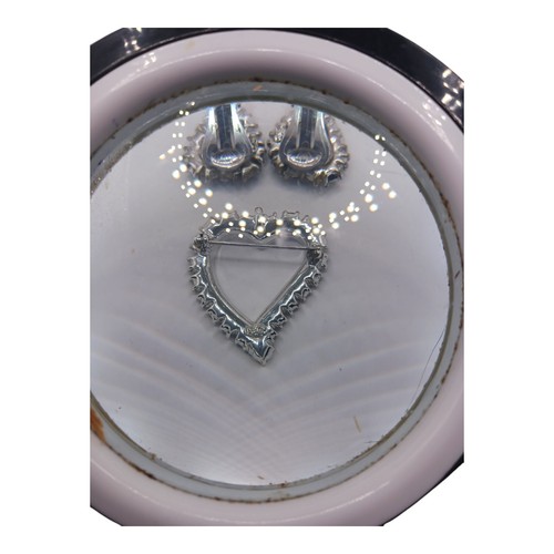 Signierte SC Sarah Coventry Brosche und Ohrringe blaue Strass Herzen - Bild 2 von 3