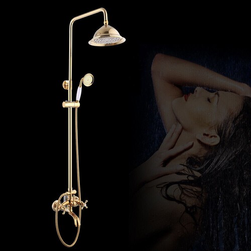 Retro Duschsystem Duschset Duscharmatur Gold Bad Regendusche mit Handbrause NEU - Bild 7 von 16