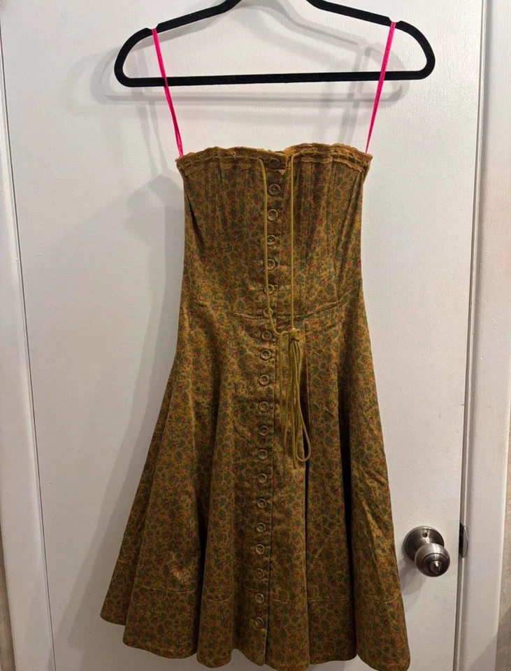 Vestido plisado corsé floral verde y rosa vintage raro Betsey Johnson CottageCore Foto 2 de 4