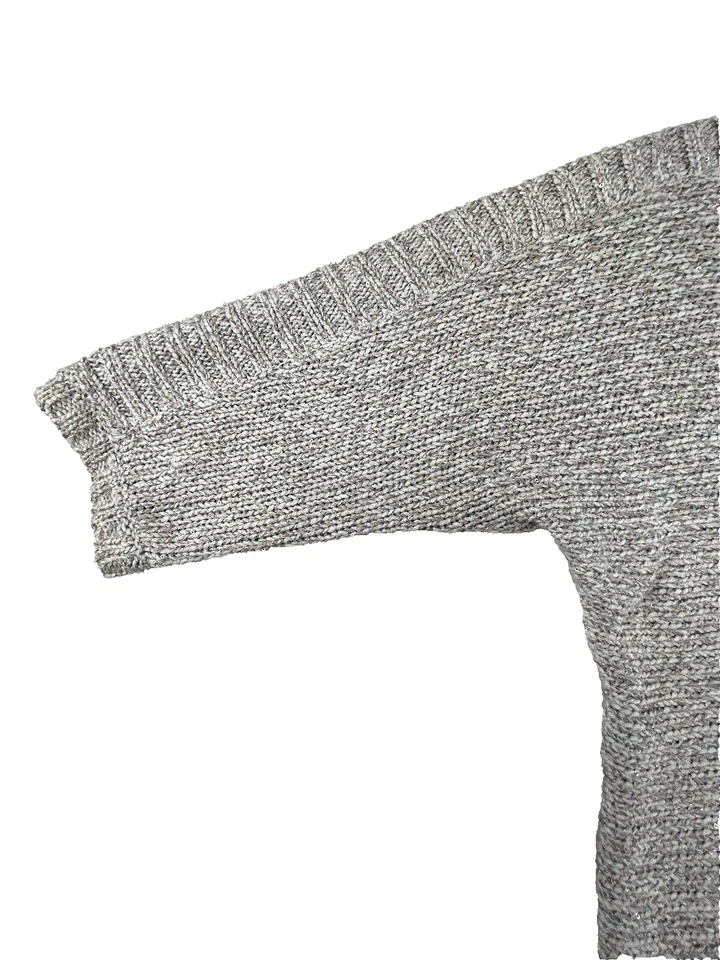 Suéter Chicos Gris Plata Brillante Lentejuelas Tejido Manga 3/4 Talla 1 Talla Pequeña Foto 4 de 4