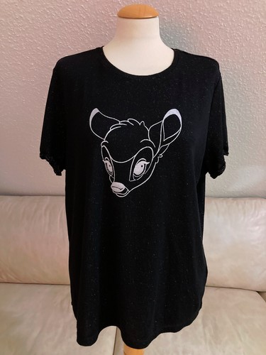 Original DISNEYs BAMBI Entzückend Stylishes Damen T-Shirt 44/46 Schwarz Silber