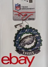 Philadelphia Eagles Christmas Tree Holiday Ornament - Wreath Mural - Wooden