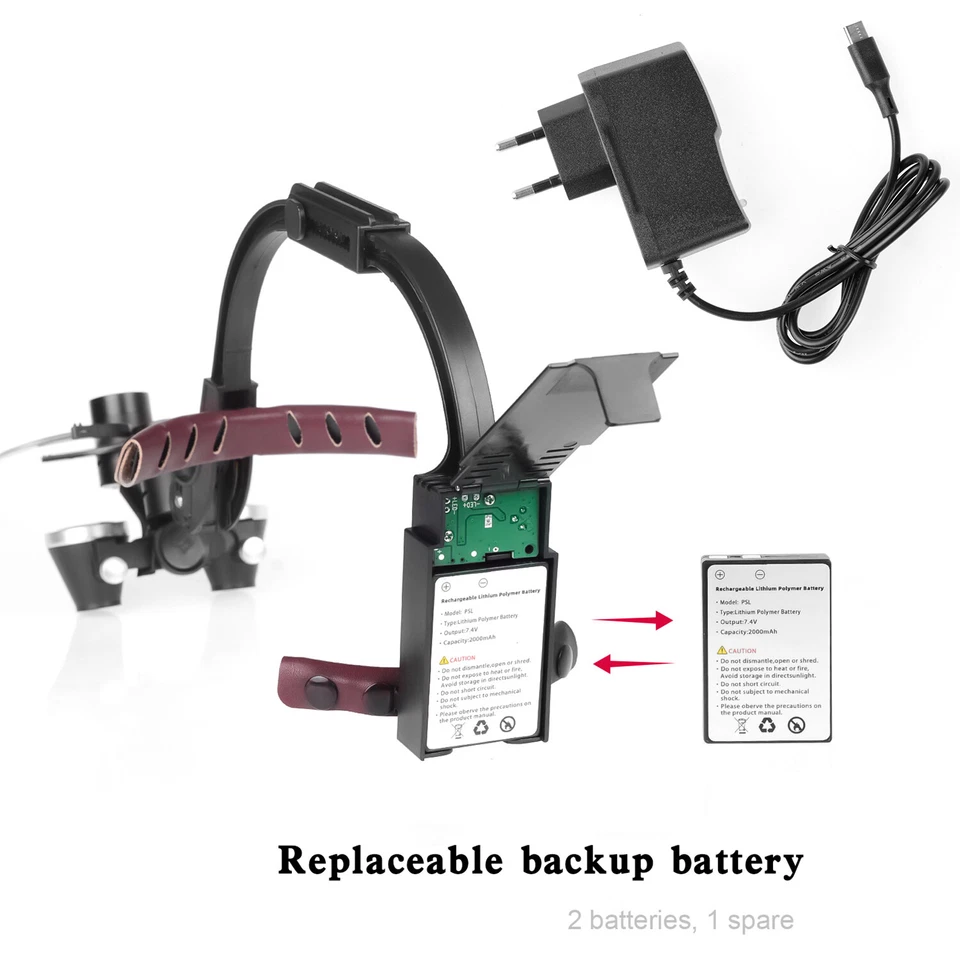 Farol de LED óptico sem fio dental 5W duas luzes LED com lupas 3,5X-420 EUA - Imagem 4 de 4