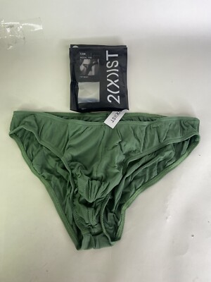 2xist Modal Luxe Hip Rib Brief Bikini Underwear Dark Ivy Green Mens Size XL