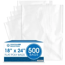 - 18” X 24” (500 Count) 1 Mil Flat Open End Clear Plastic Poly Bags - for Proofi