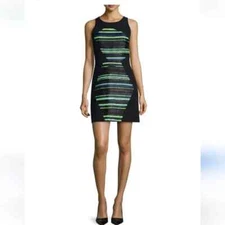 Milly Black/Blue/Yellow Couture Shift Dress Sz 6