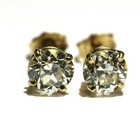 GIA Certified 14k yellow gold 1.81ct european round diamond earrrings natural — photo 2