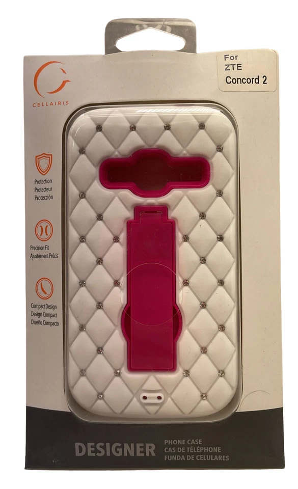 Cellairis Hybrid Ripple Designer Phone Case For ZTE Concord 2 White & Pink - Image 3 of 4