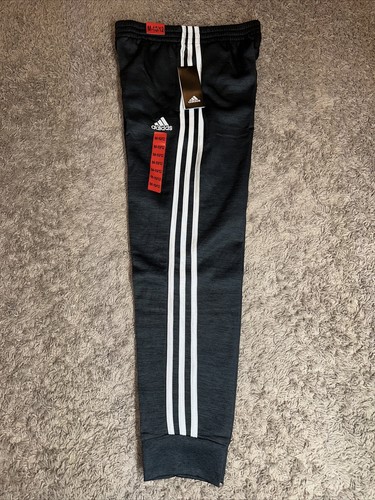 Adidas Boy's Black White Three Stripe Active Pants Size Medium 10 - 12 NWT - Picture 2 of 8