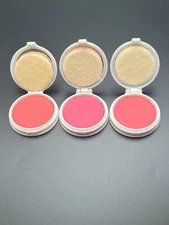 VINTAGE MAX FACTOR MID CENTURY COMPACT CAKE ROUGE BLUSH BLUE ROSE CLEAR RED #1