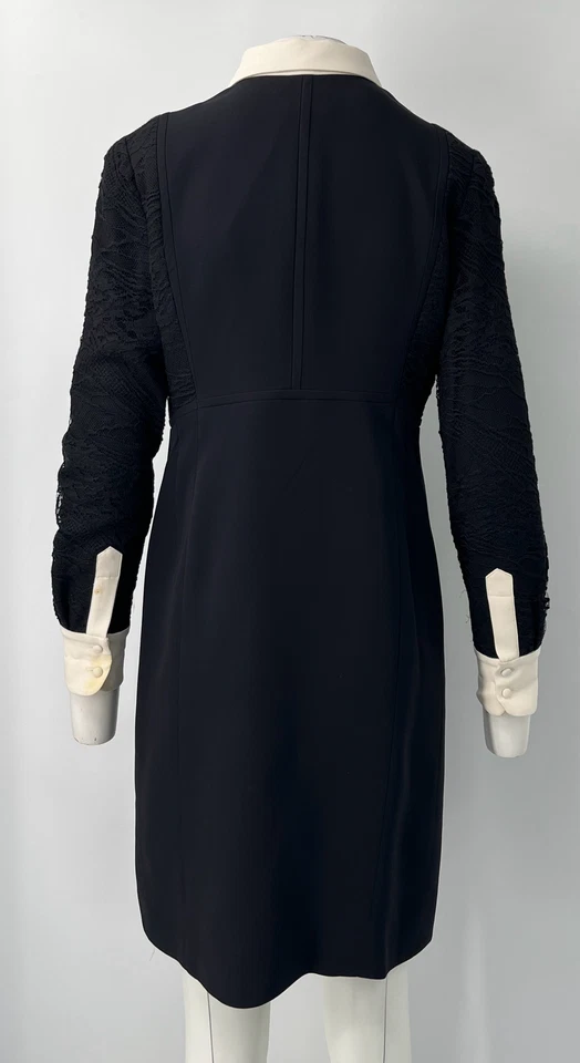 Vestido camisero negro manchado/alterado de J. Mendel con superposición de encaje talla L Foto 3 de 4