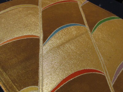 Hikihaku See Pic Kinran Weave Wagara Bamboo Japanese Obi Fabric Silk 15'' L #111A