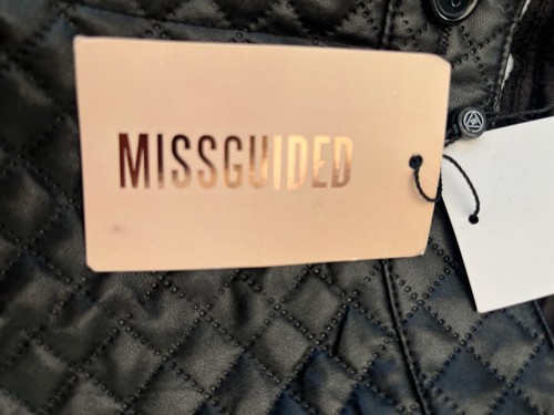 Missguided Women's Quilted Faux Leather Trousers Size 4 Black - Picture 7 of 8