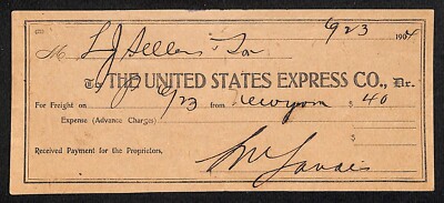 United States Express Co. 1904 New York Waybill / Freight Payment Receipt (#6)