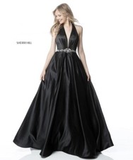 Sherri Hill 51588 Black Luxe Satin Ball Gown Dress sz 10 Sale!!