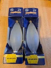 GE CRYSTAL Watt 2 Pk 25CAC Lighting Bulb Bent Tip Candle Shape Candelabra base
