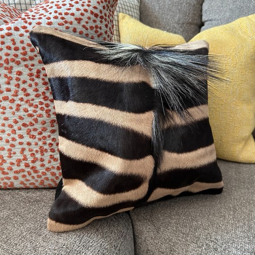 Genuine Zebra Hide Pillow cover 15X15" # 21 - Real Zebra Skin Cushion Cover - Picture 5 of 8