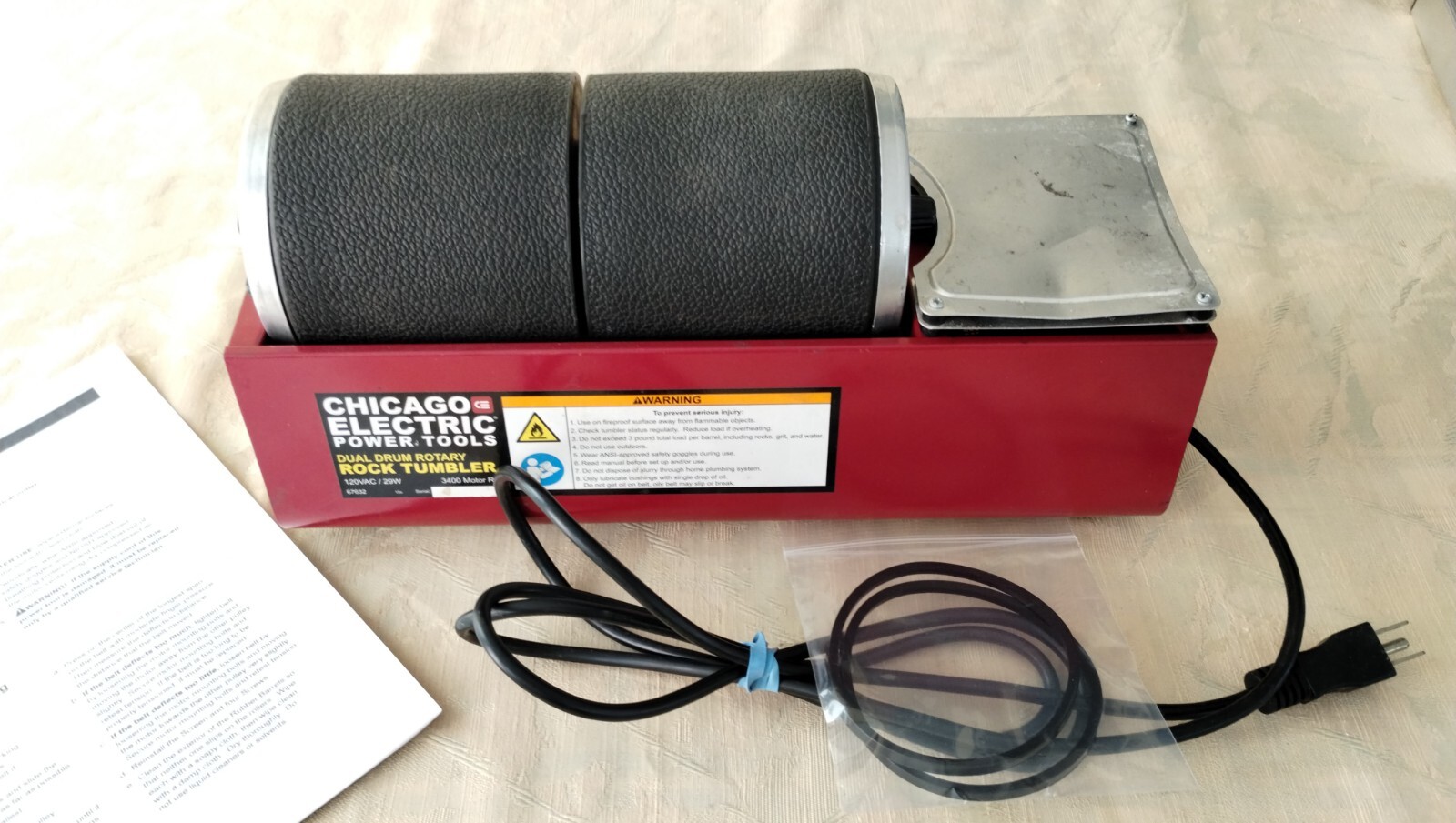 Chicago Electric Dual Drum Rotary Rock Tumbler Model 67632 [Working