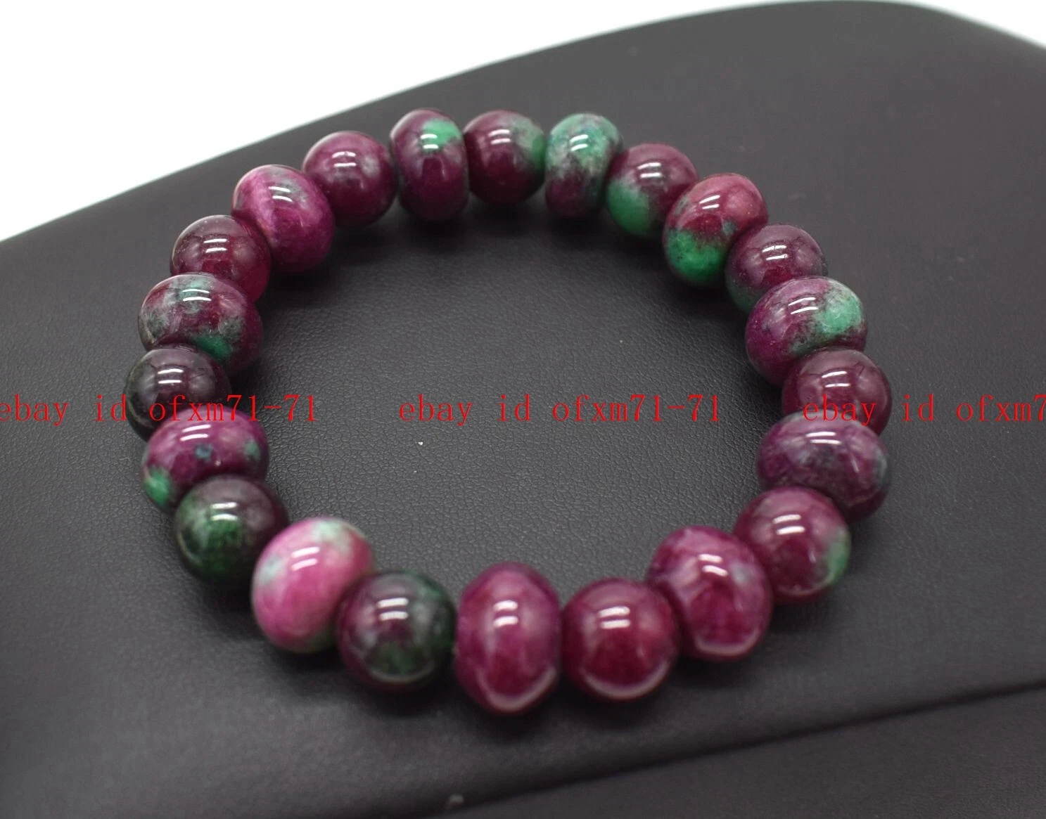VALENTINO Affascinante Bracciale Elastico Gemme Rosse 8x12mm in Zoisite Pietra Rotonda Perline 7 5"
