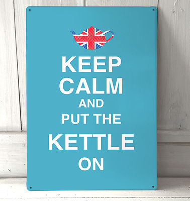 Keep Calm and put the Kettle on, Union Jack Teapot, British A4  Metal sign