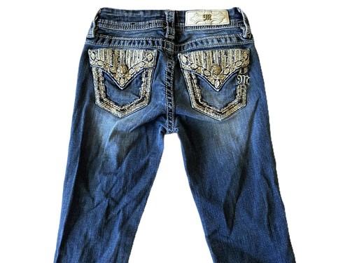 Miss Me - Girls Size 8 Embroidered Bootcut Blue Denim Jeans - KE7299B4 - Picture 8 of 14