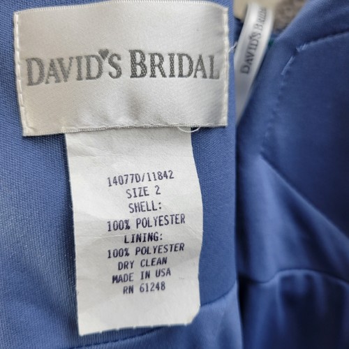 David's Bridal Blue Sequins Satin Strapless Dress Mini Cocktail Evening Sz 2 NWT - Picture 3 of 7