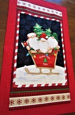 Quilted Timber Tree Christmas Gnomies for a Wall hanging ,or throw handcrafted