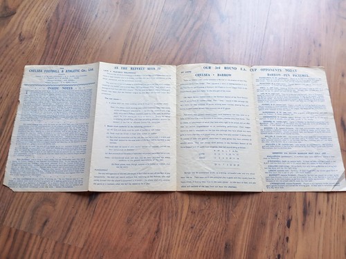 1947/48 Chelsea vs Barrow, FA Cup 3rd Round, 10/1/1948 ** FREE P&P ** - Picture 3 of 4