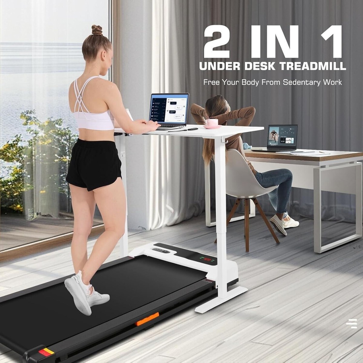 Quiet Walking Pad Under Desk Treadmill Machine w/Remote
