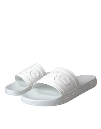 Dolce & Gabbana White Rubber Slides Sandals Beachwear Shoes - 第 3/8 張圖片