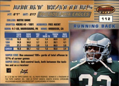 1996 Bowman's Best Football  *COMPLETE YOUR SET*  Pick From List - Picture 222 of 356