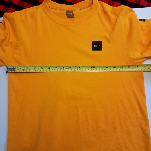Huf Long Sleeve Tee Medium Black & Yellow -Logo On Sleeves *MINOR WEAR - Picture 10 of 13