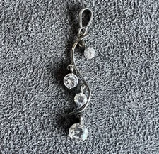 920 Silver Pendant Sparkling Rhinestones Beautiful 1.5”