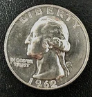 1962 P Philadelphia Minted Washington Quarter 90% Silver US Coin 0.18084 troy oz