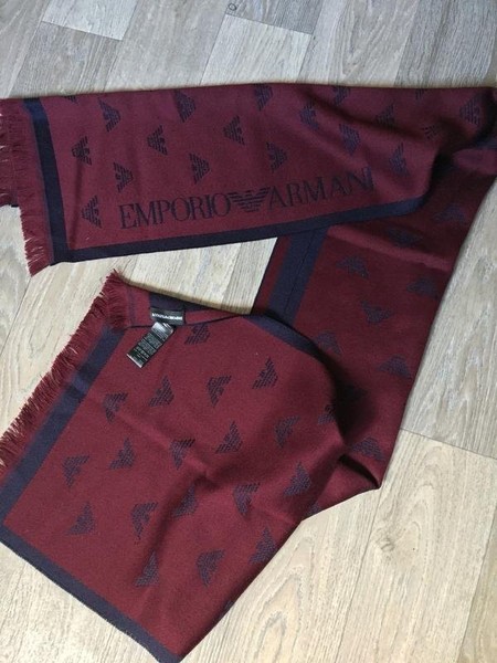 Men Emporio Armani Scarf Burgundy Wool One size