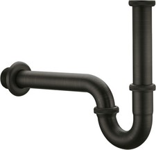 Brass P Trap, 1 1/4 Bathroom Basin Sink Waste Trap Drain Kit with Flange and Sli