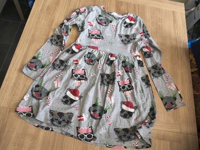 Mädchen Katze/Hund/Tier Design Weihnachtskleid grau/rot Alter 12-13 Jahre Pep & Co