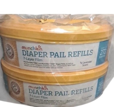 Munchkin Diaper Pail Refill, Lavender Scent, Holds 544 Diapers - Lot Of 2 - New