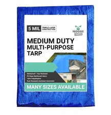 Waterproof Tarp 40x60 Blue Poly 5 Mil Tarpaulin Multipurpose Outdoor Cover