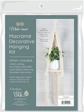Solid Oak Macrame Decorative Hanging Kit-Hanging Shelf - Bohemian Round
