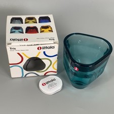 Iittala Votive Tris Sea Blue Glass Tealight Candle Holder Alfredo Haberli 2005