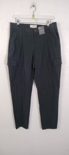 M&S Mens Tapered Fit Cargo Style Pants Black Size 32" Reg NEW