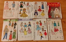 8 Vintage 1950s-60s Doll Sewing Patterns For Various Dolls, Revlon, Toni, Crissy